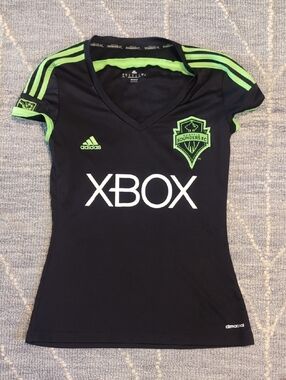 adidas Kids Black and Neon Green Sounders FC Jersey